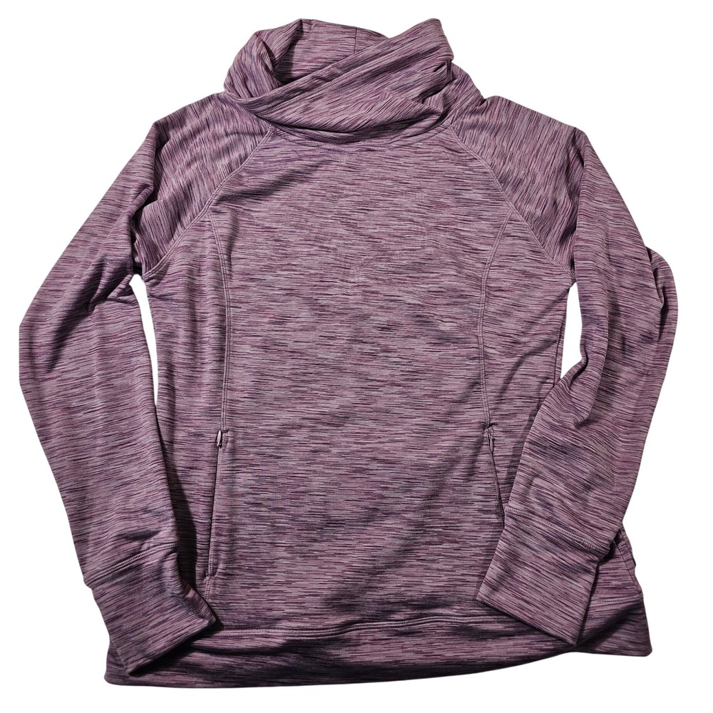 Kyodan Outdoor Purple Space Dye Cowl Neck Pullover Thumbholes Pockets XL